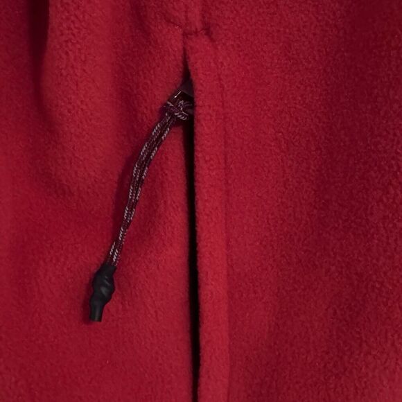 Lands End Men Full Zip Fleece Jacket M Rich Red T200 Outdoor Midweight Hiking - Picture 5 of 15